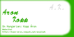 aron kopp business card